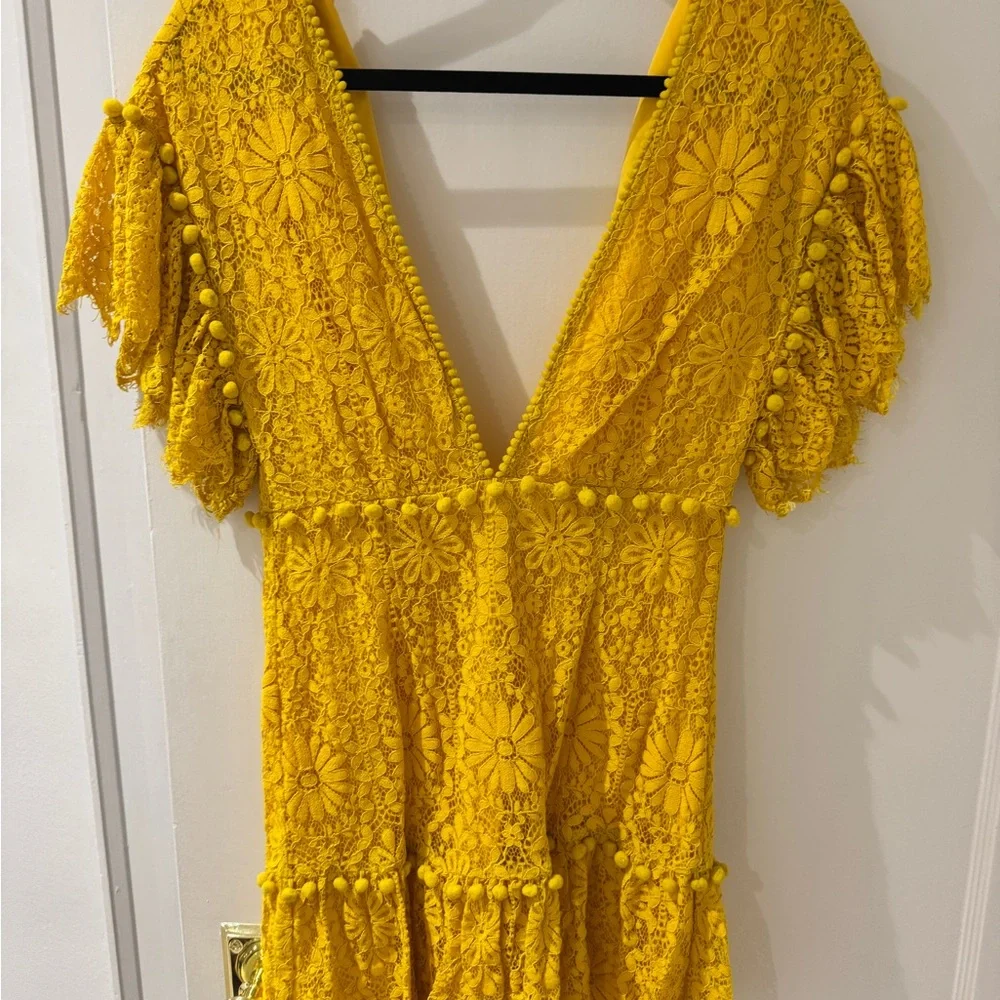 Saylor Yellow Ruffled Mini Dress Size Small - Picture 3 of 7